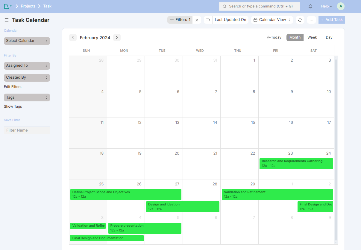 Task calender